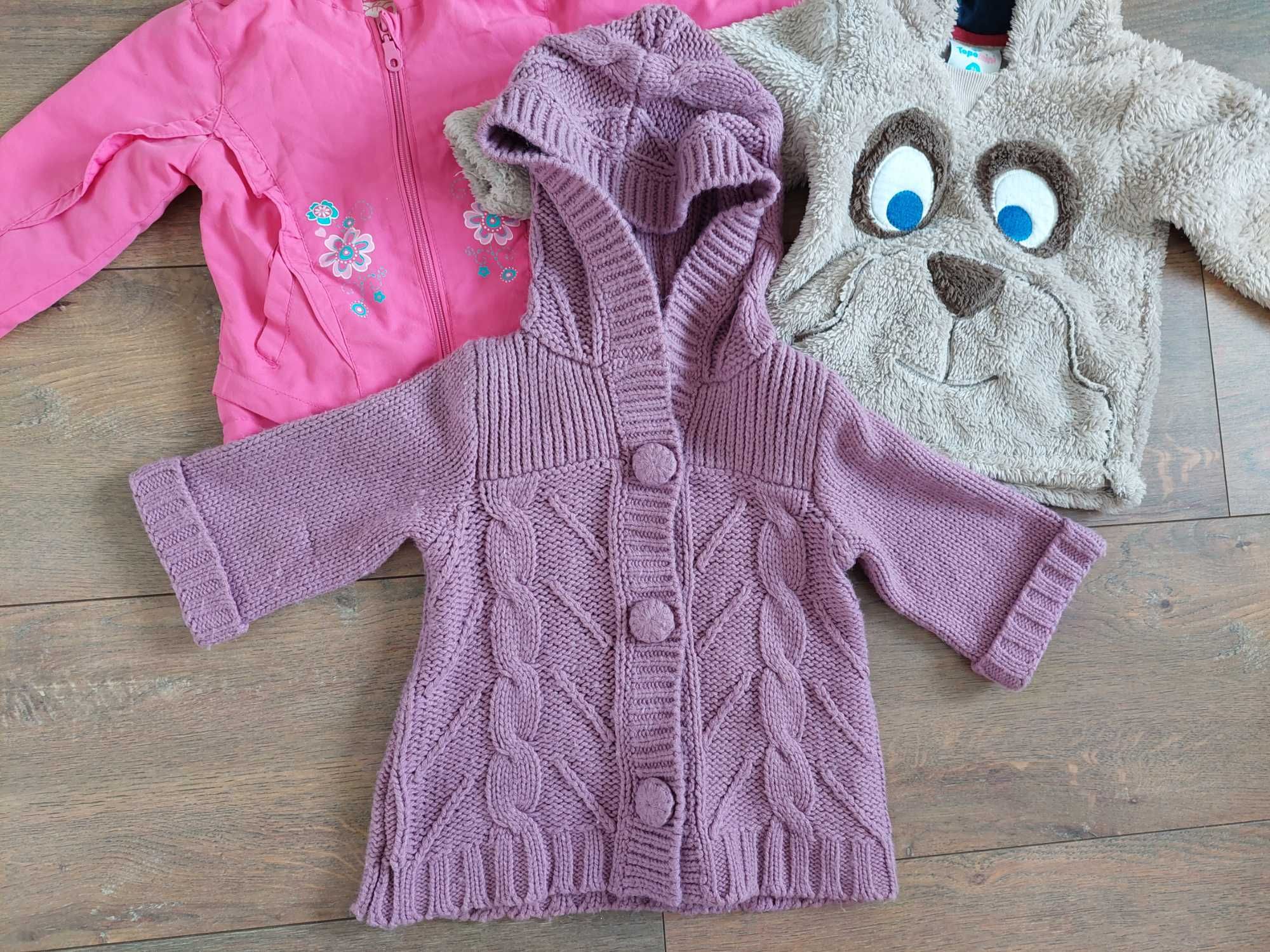 3x bluza, kurtka dla dziewczynki r. 80, 86, 92