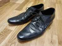 Buty skórzane oksfordy czarne męskie - rozmiar 43