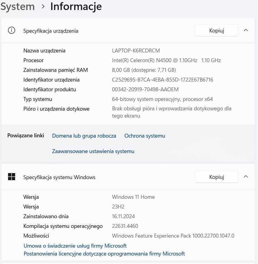 Laptop HP 15s-fq3111nw stan idealny