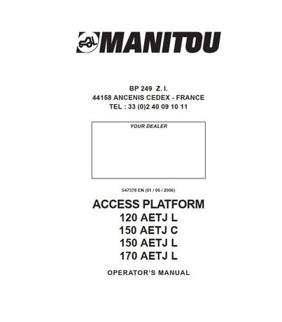 Instrukcja obsługi MANITOU  AETJ 120 L, 150 C, 150 L, 170 L PL