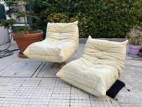 2 Poltronas Ligne Roset modelo Togo – Design icónico – Alcantara cru