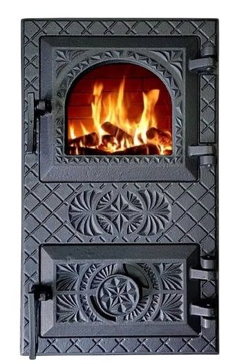 Дверка для печі і барбекю, чавунна дверка із склом код1011