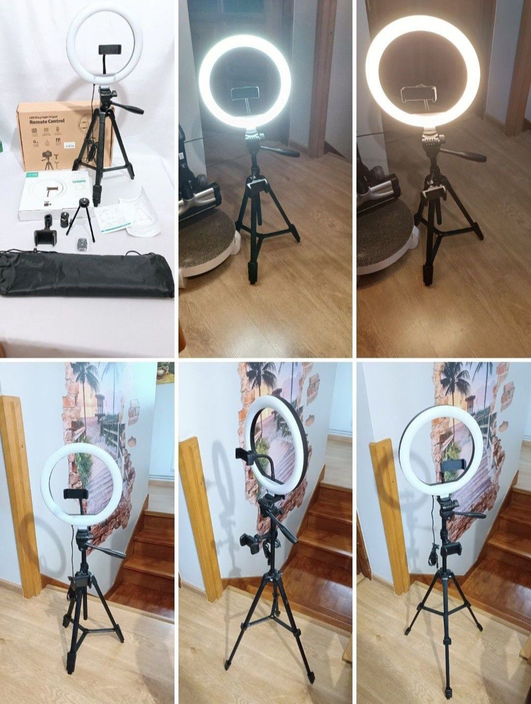 lampa pierścieniowa LED ze stojakiem i uchwytami doMakijażu transmisji
