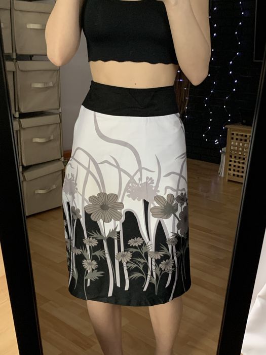 spódnica midi w kwiaty suwak vintage bawełna