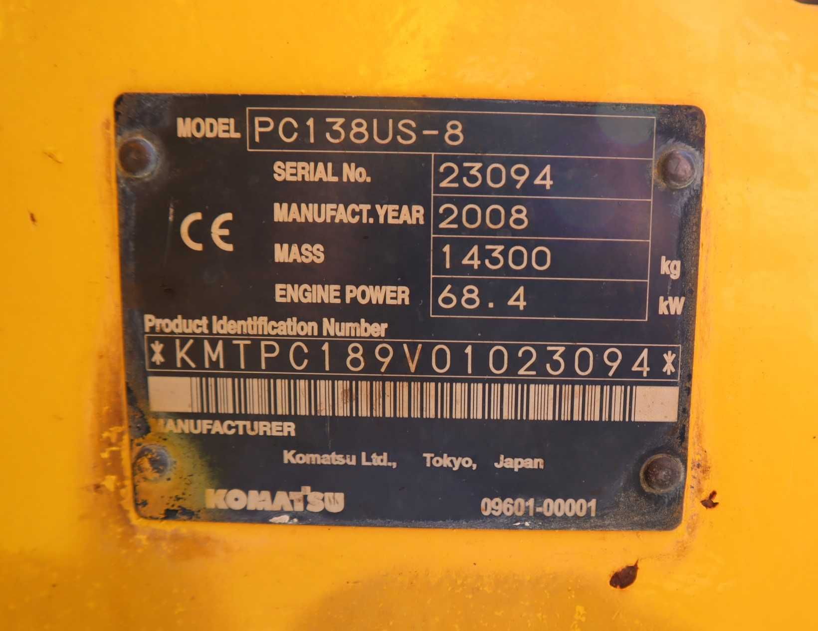 2008 KOMATSU PC138US-8 Escavadora de rastos