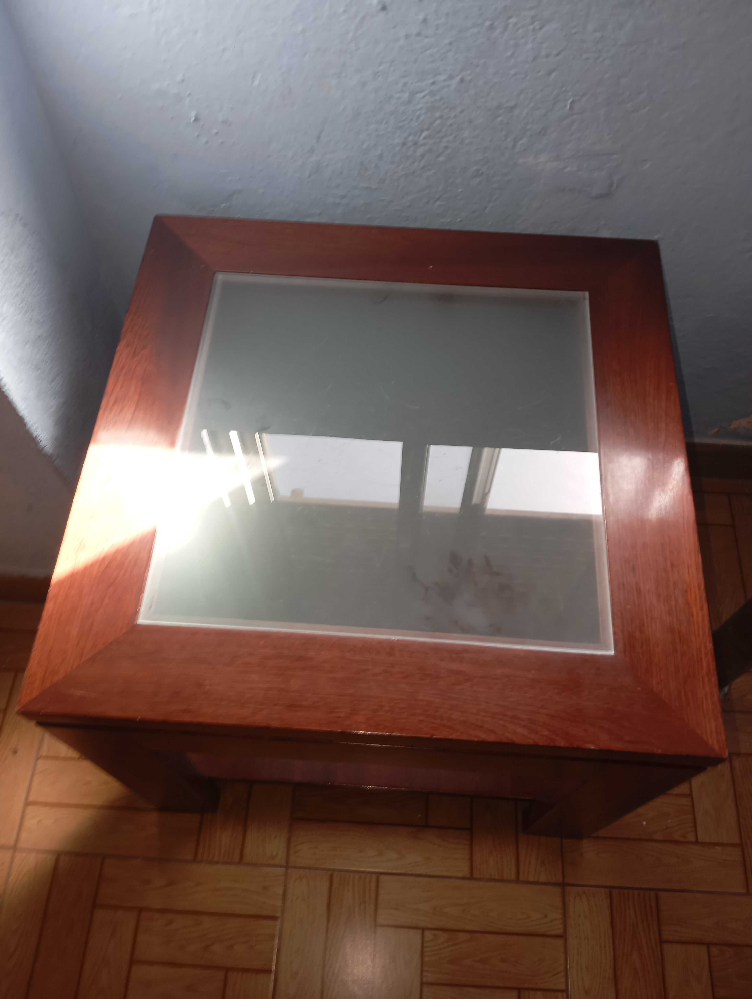 Mesa de Centro Madeira com Vidro