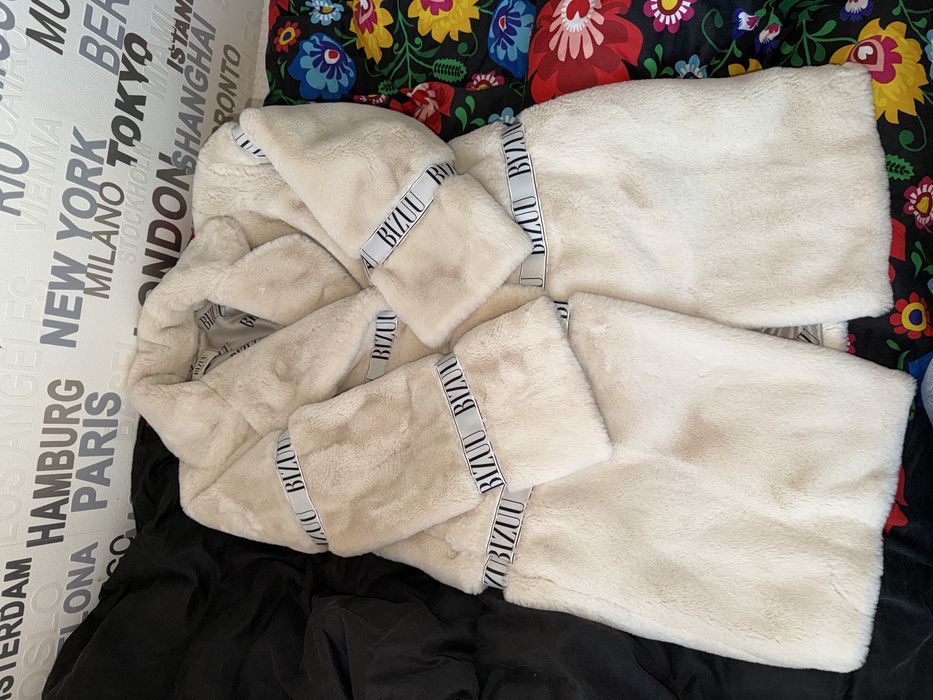 Futro bizuu florence plaszcz kremowy