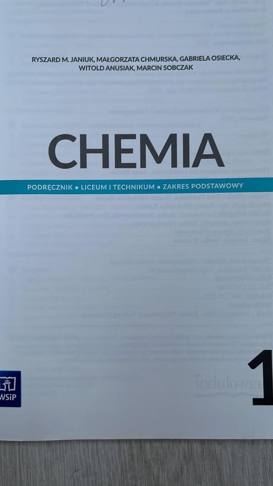 Chemia 1 WSiP podręcznik dla liceum i technikum