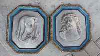 Obraz  Płaskorzeźba gipsowa Jezus i Maryja 2 sztuki