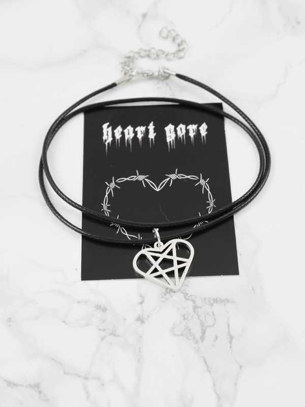 wisiorek heartagram pentagram serce gotycki goth alternative HG67