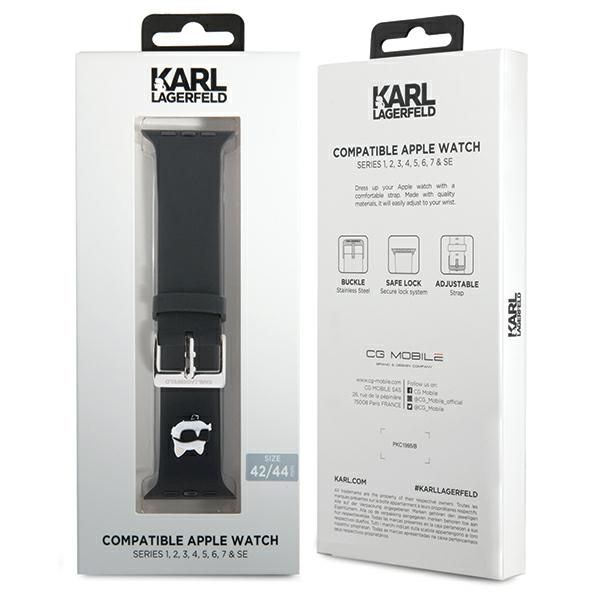 Karl Lagerfeld Pasek KLAWLSLCNK Apple Watch 42/44/45/49mm czarny/bla
