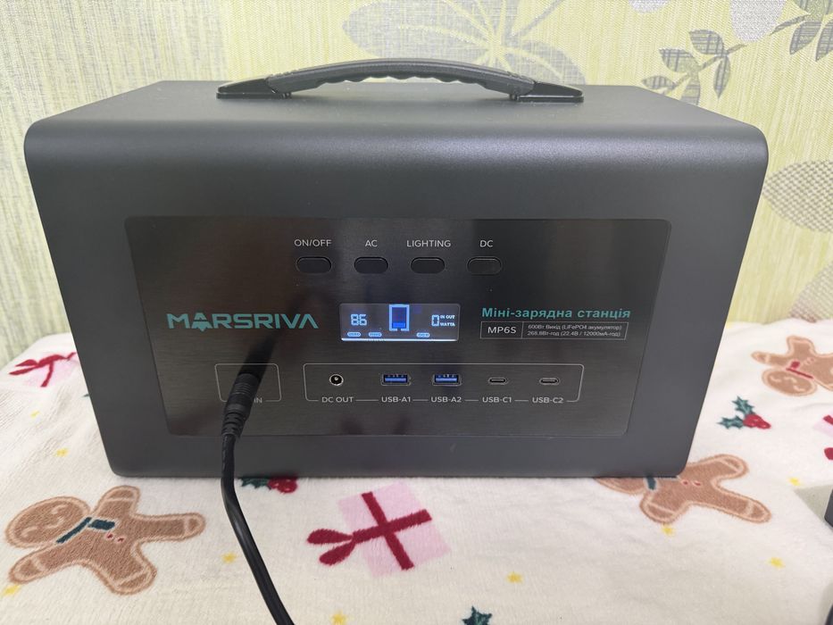 Портативна зарядна станція Marsriva MP6S LiFePO4 268.8Wh 600Вт, Black