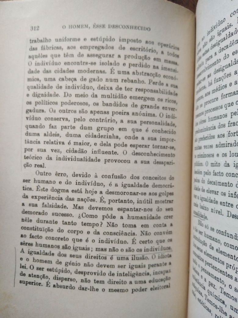 Livro " O homem esse desconhecido,"