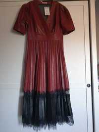 Piękna czerwona sukienka Orsay 36 S eko skóra
