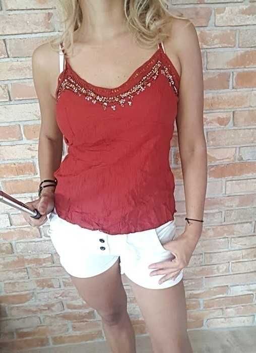 Atmosphere bordowa koszulka z koralikami top