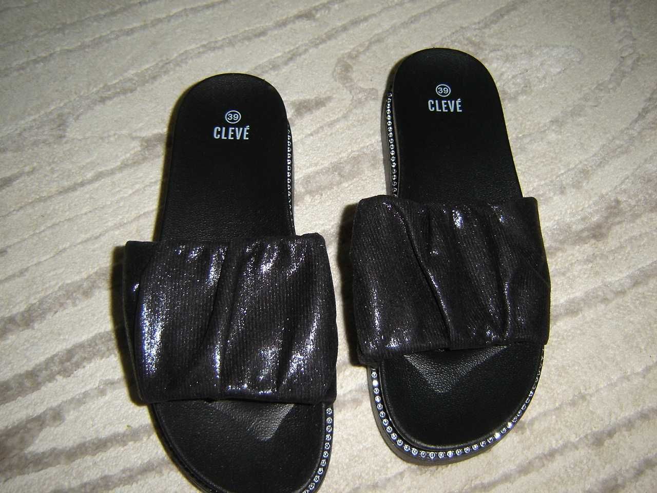 Buty klapki damskie czarne 39 nowe - tanio!