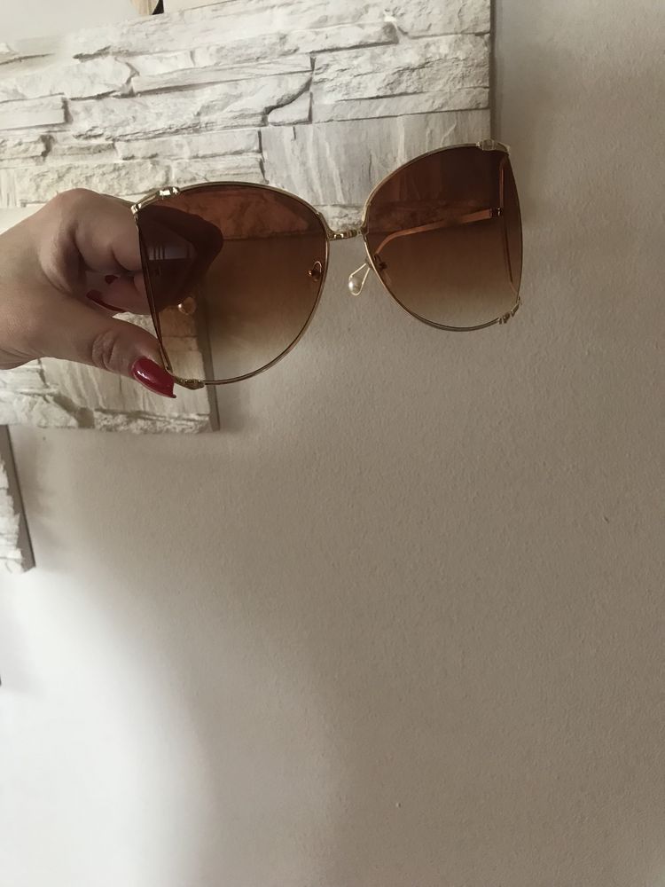 Okulary przeciwsłoneczne brązowe duże Premium