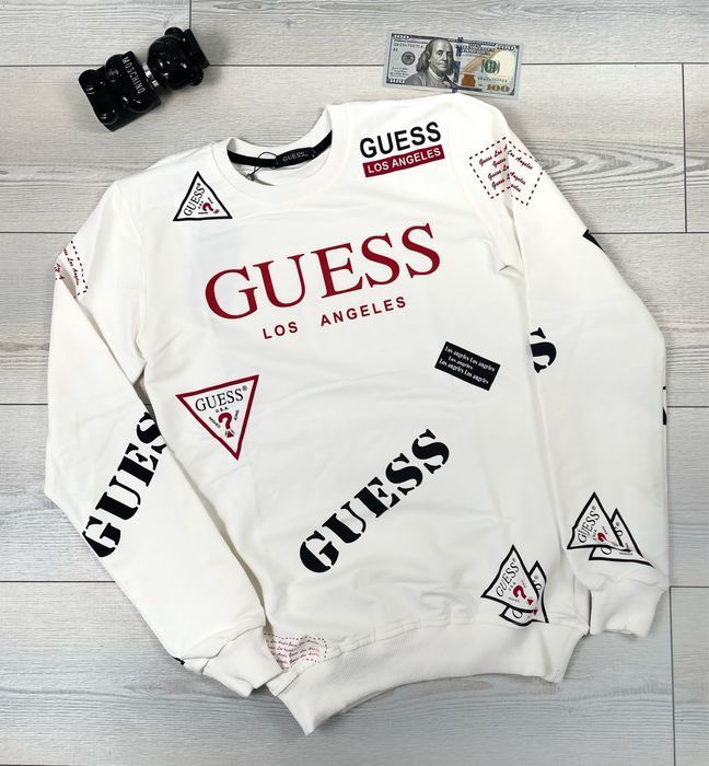 GUESS мужской белый свитшот реглан батник кофта мужская