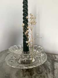 Skandynawski świecznik kryształowy kwiat ikebana dwuczęściowy