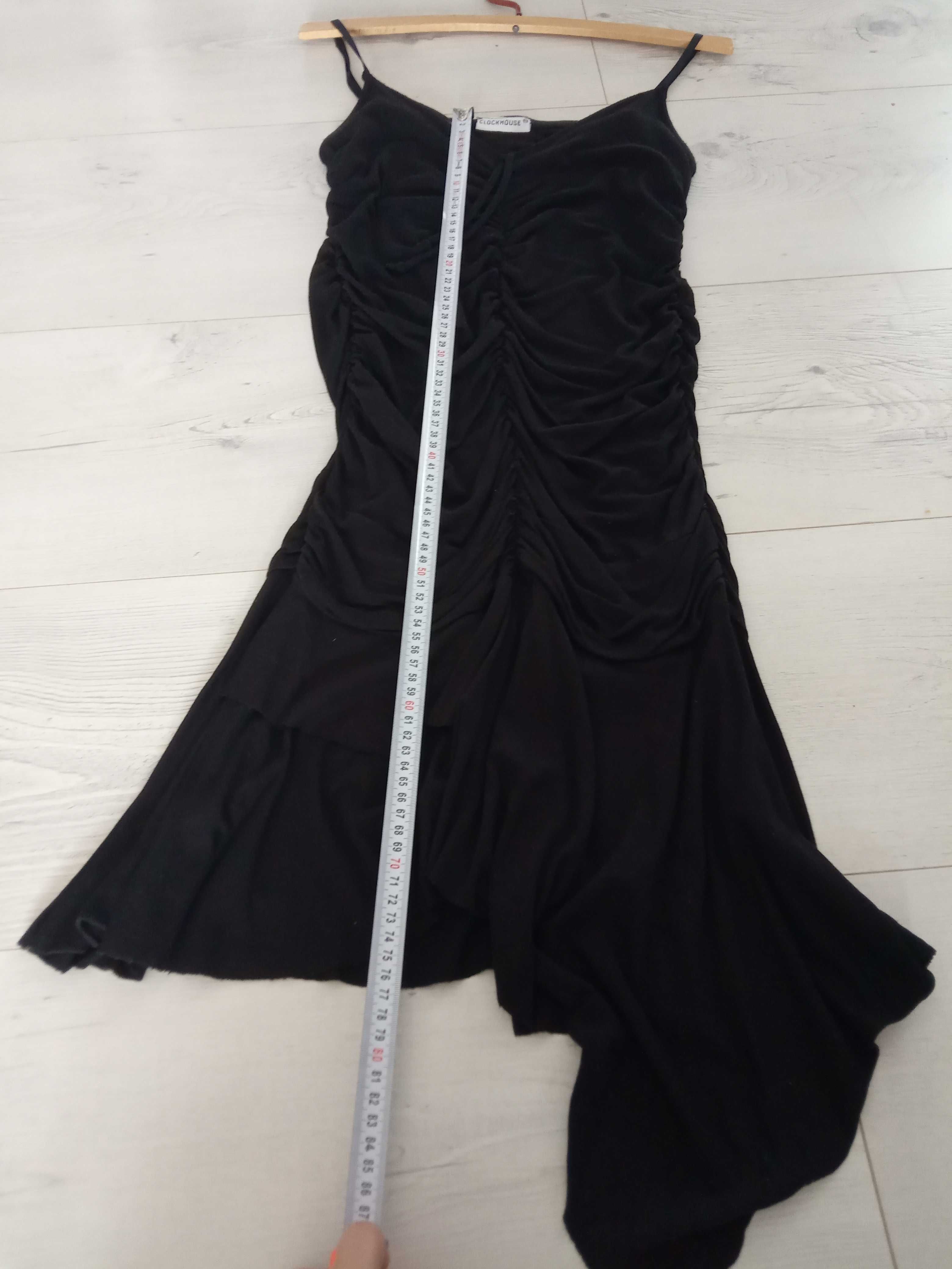 Czarna asymetryczna mini sukienka 38 clockhouse c&a