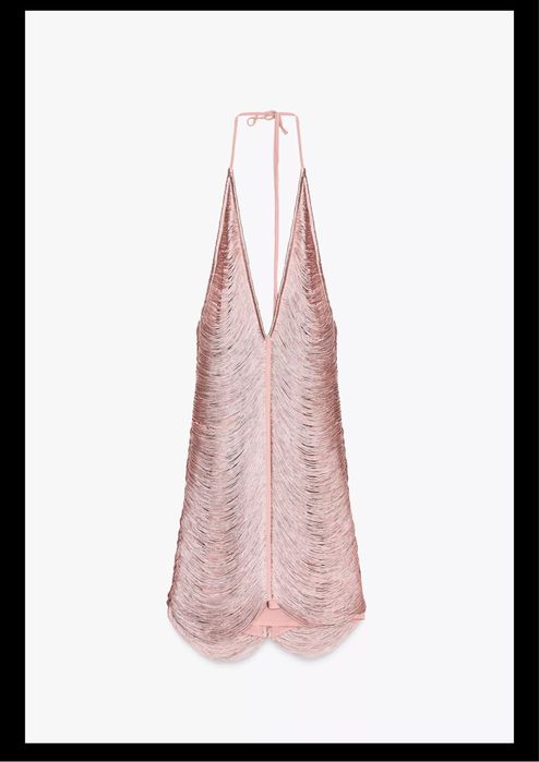Сукня з бахрамою рожева Zara xs