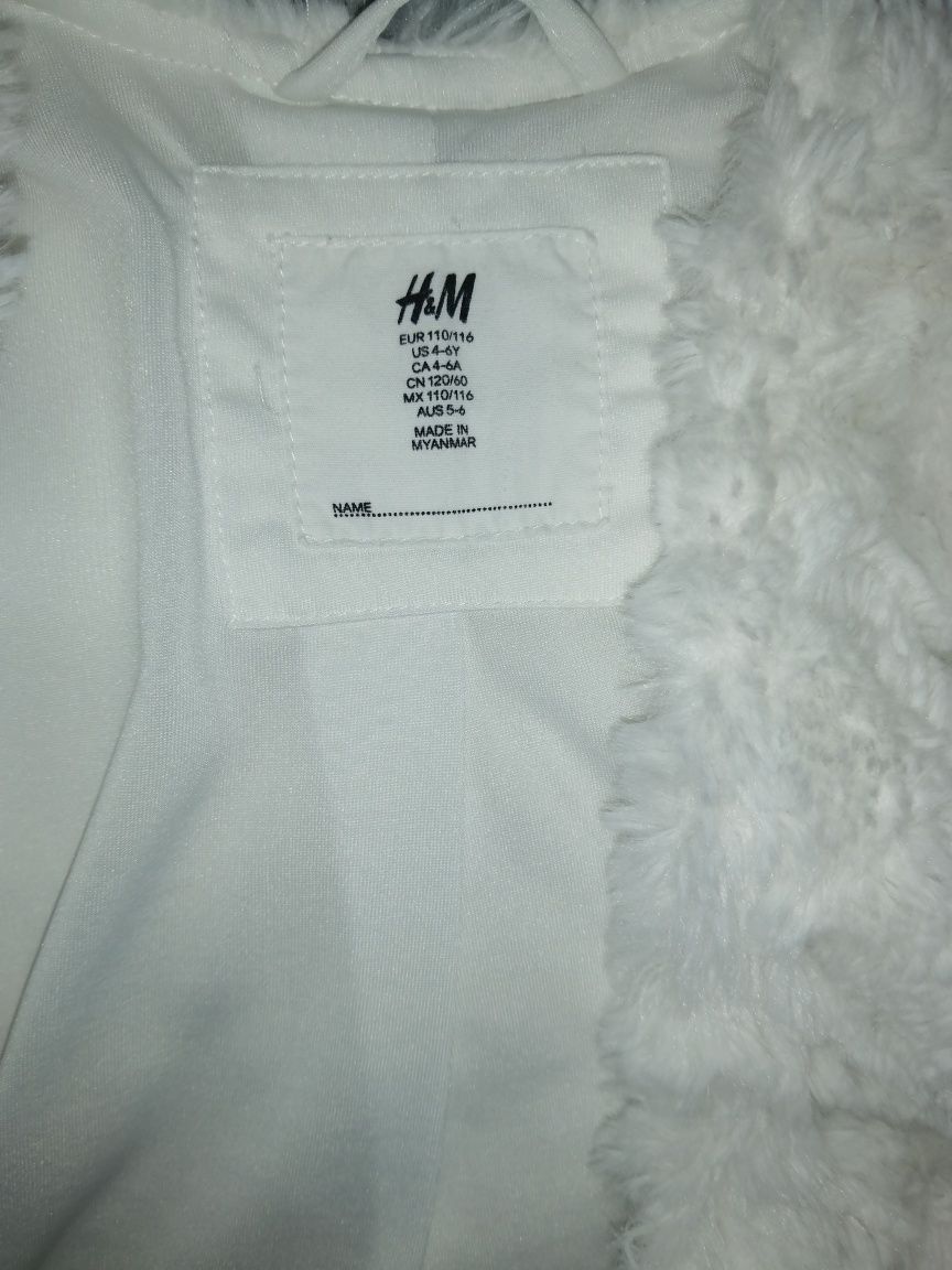 H&M Białe futerko r. 110/116 i tiulowa szara spódniczka tutu komunia