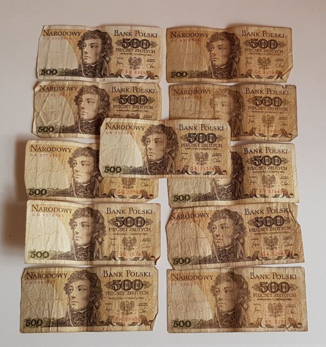 Banknoty PRL 500zl.