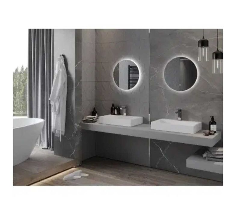 Nowe lustro łazienkowe podświetlane, okragłe 50 cm, antypara Mexen