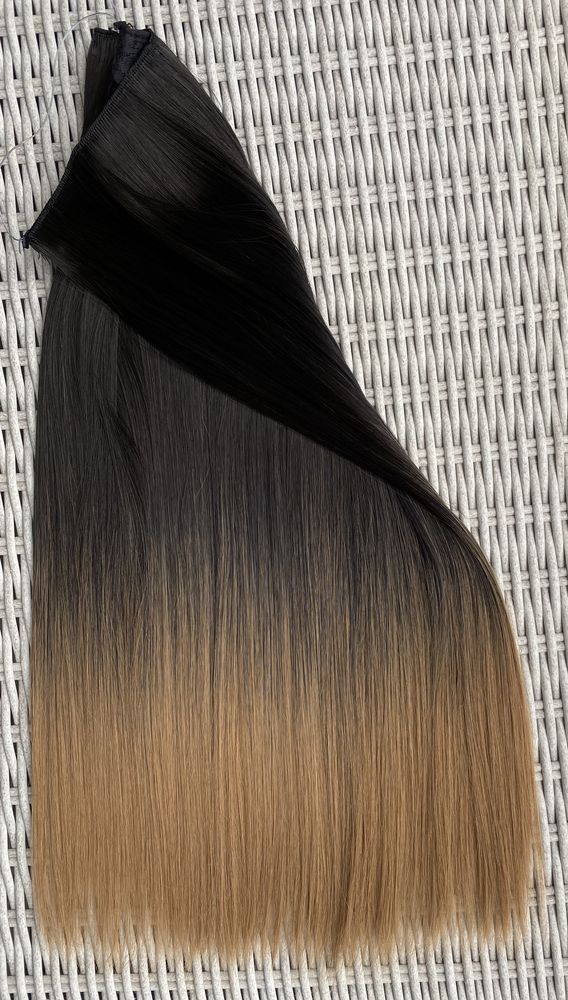 Premium Ultra włosy doczepiane, czarny/c. blond/ombre na żyłce ( 378 )