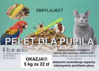 Zbrylający żwirek dla kota królika chomika świnki pelet podkład 4x5kg