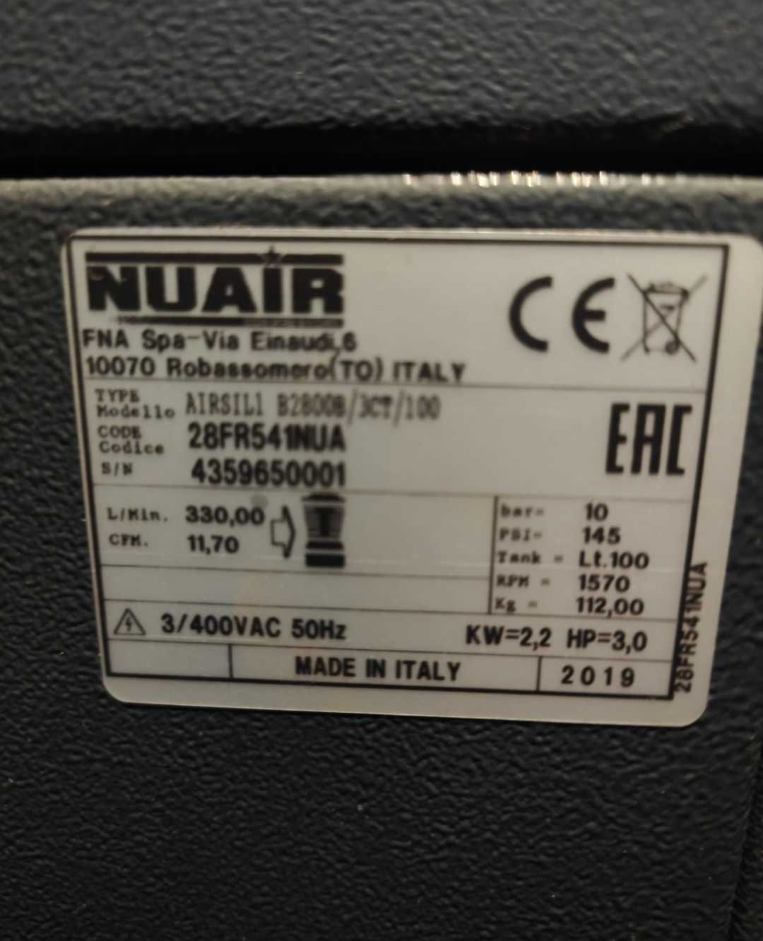 Compressor como novo Nuair Airsil1 100L