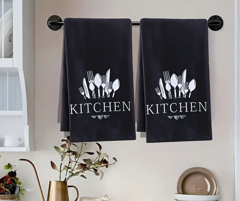 2 Toalhas de Cozinha Pretas