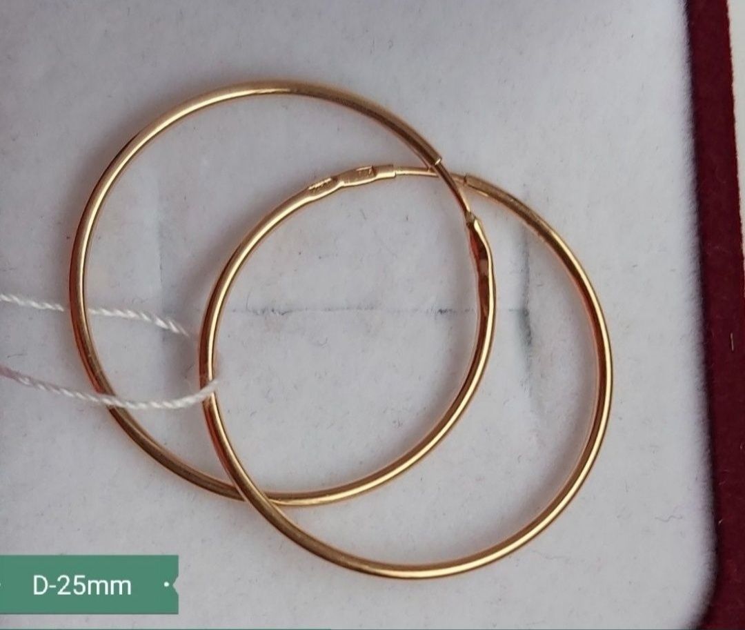 Серьги-кольца d 25мм  золото new
