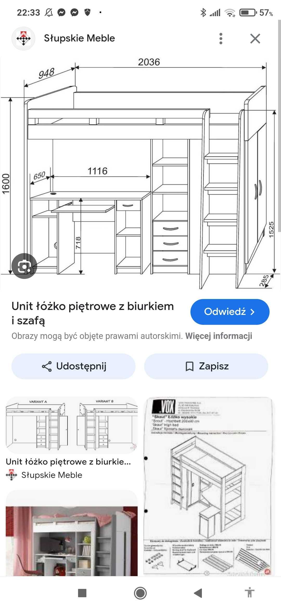 Łóżko piętrowe młodzieżowe