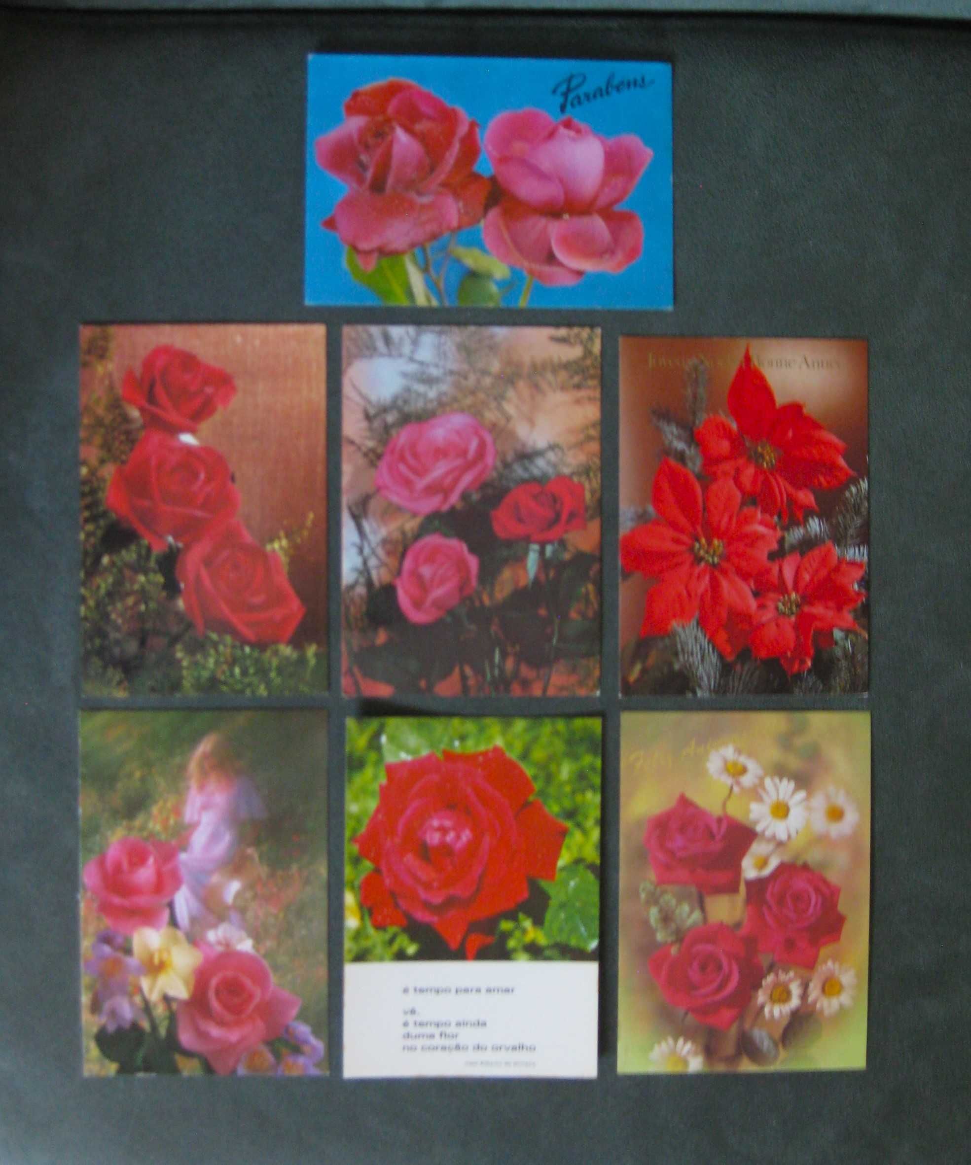 Conjunto de 7 Bilhetes Postais Rosas e Mais Flores
