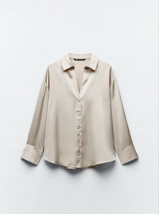 Сорочка Zara атласна бежева