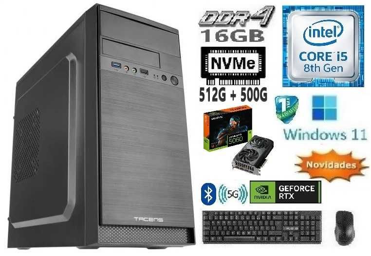 Pç Gamer 8ªG|i5-8500-4.0G|16G|NVMe512G+HDD500G|RTX5060-8G|5G+BT|W11