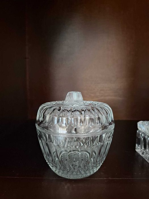 AÇUCAREIRO "PAUL" em vidro esculpido de Reims da década de 1950