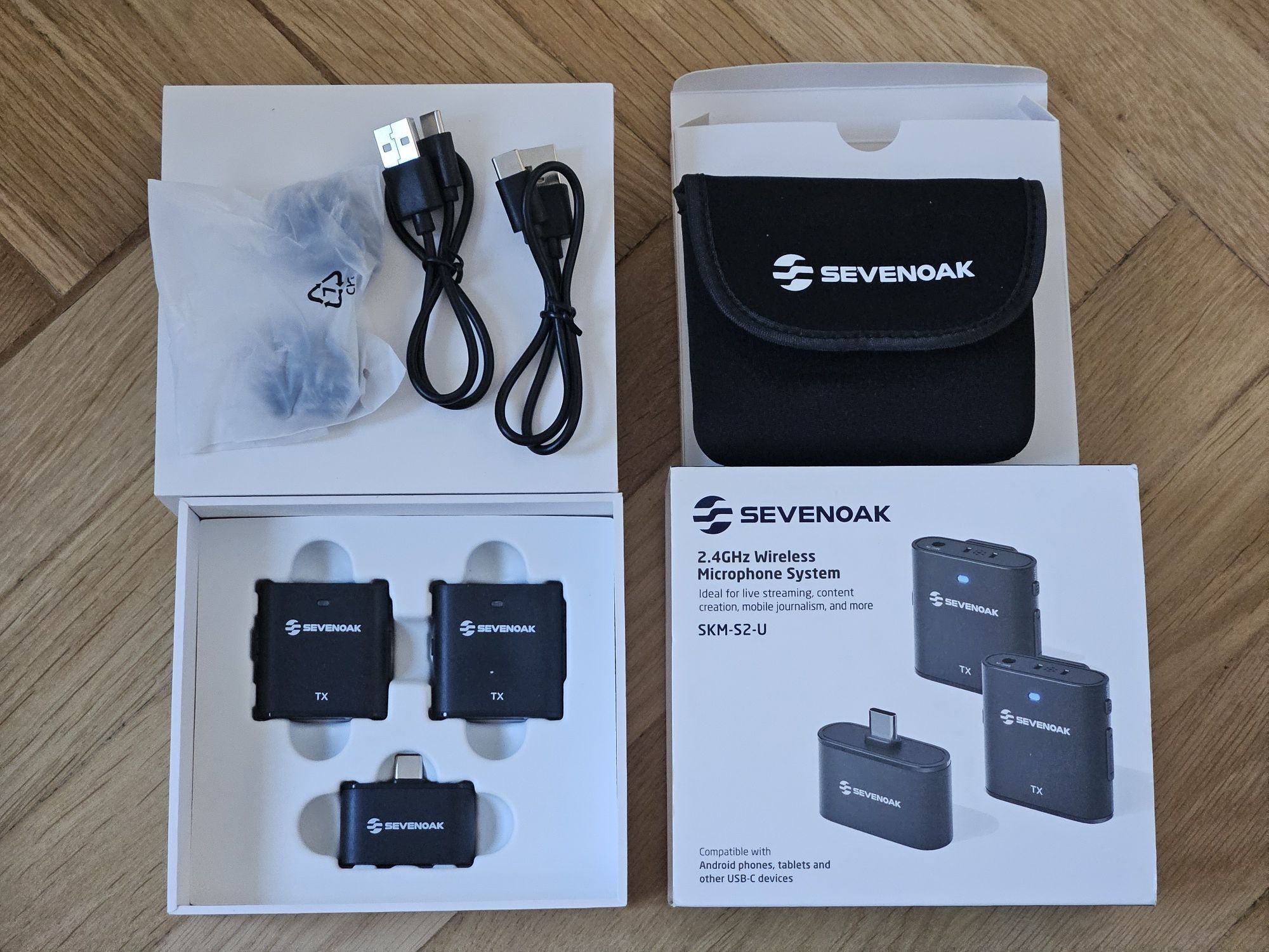 SevenOak Zestaw bezprzewodowych mikrofonów 2.4GHz, redukcja szumów, US