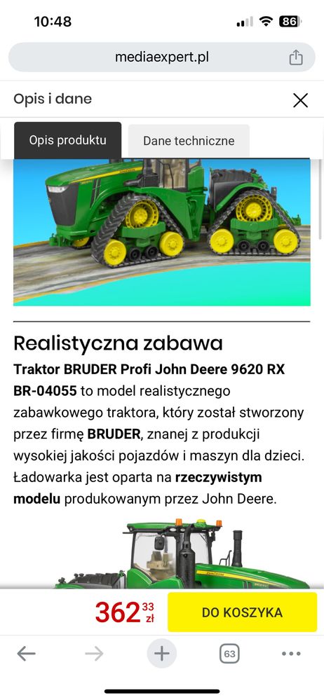 Ciągnik gąsienicowy John Deere 9620RX - Nowy, stan idelany