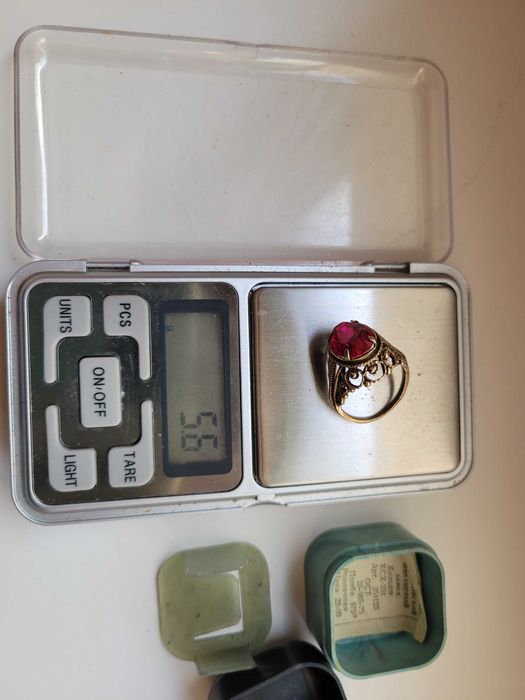 Винтажное кольцо серебро 875 позолота проба 8ХЮ камень турмалин