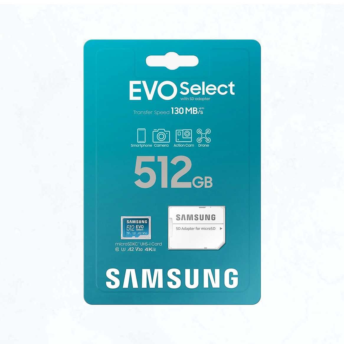 Карта пам'яті Samsung EVO Select microSDXC 130MB/s FullHD 4K V30 512Gb