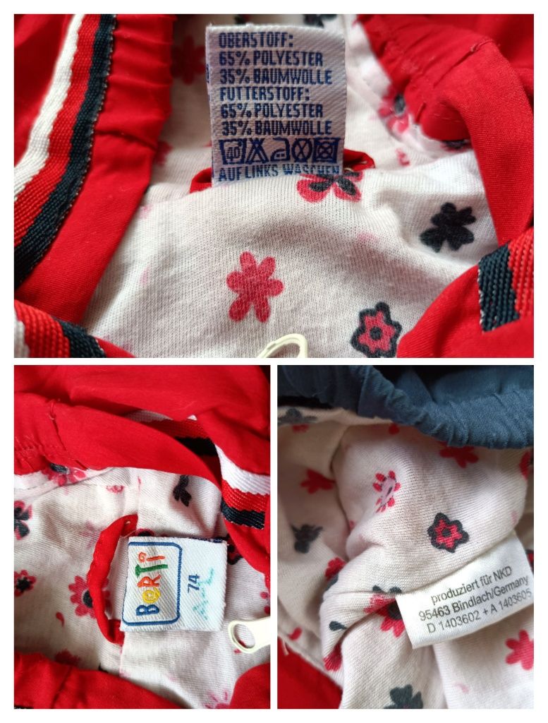 Kurtka wiosenna, dziewczęca, r. 74, czerwona, kaptur, podszewka