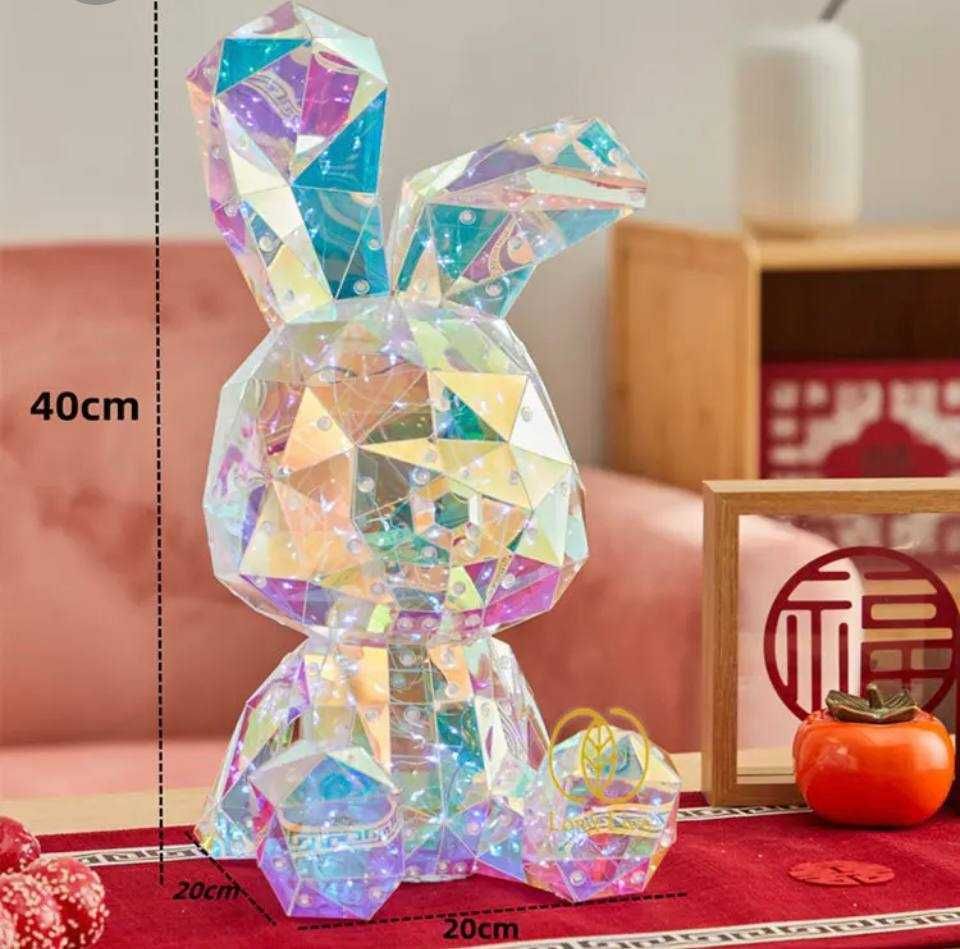 Ночник светильник мишка зайчик хрустальный 3D подарок ребенку девушке