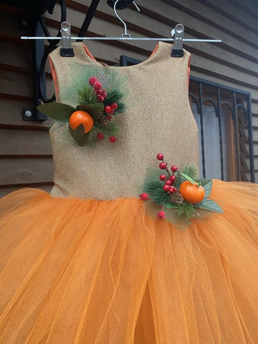 Сукня костюм мандаринка яскрава новорічна апельсин помаранчева коротка