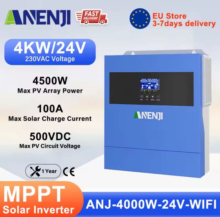 Інвертор ANENJI 4 kW 24 В- 220 В Wi-Fi
