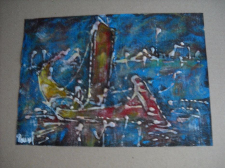 POUSEL -Quadro de pintura Original - Acrilico sobre cartão "Moliceiro"