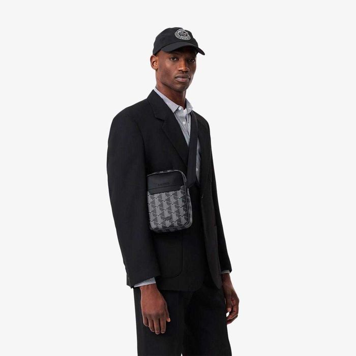 100% ОРИГІНАЛ Lacoste monogram vertical noir gris сумка чоловіча чорна