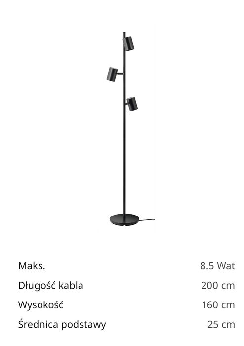 Lampa podłogowa Ikea Nymane czarna