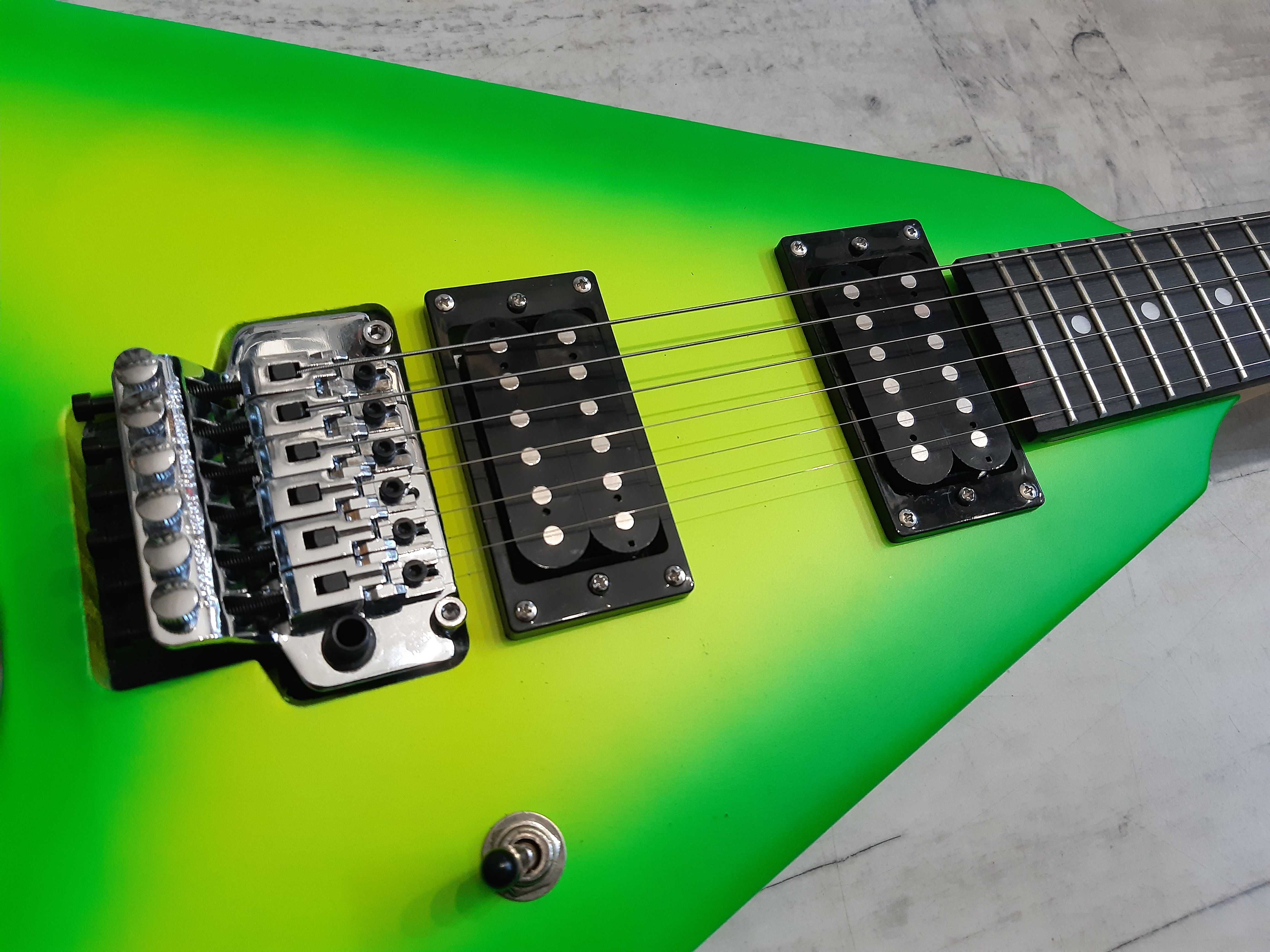 Gitara  do Metalu V-ka -yellow-green neon - wysyłka Gratis lub zamiana